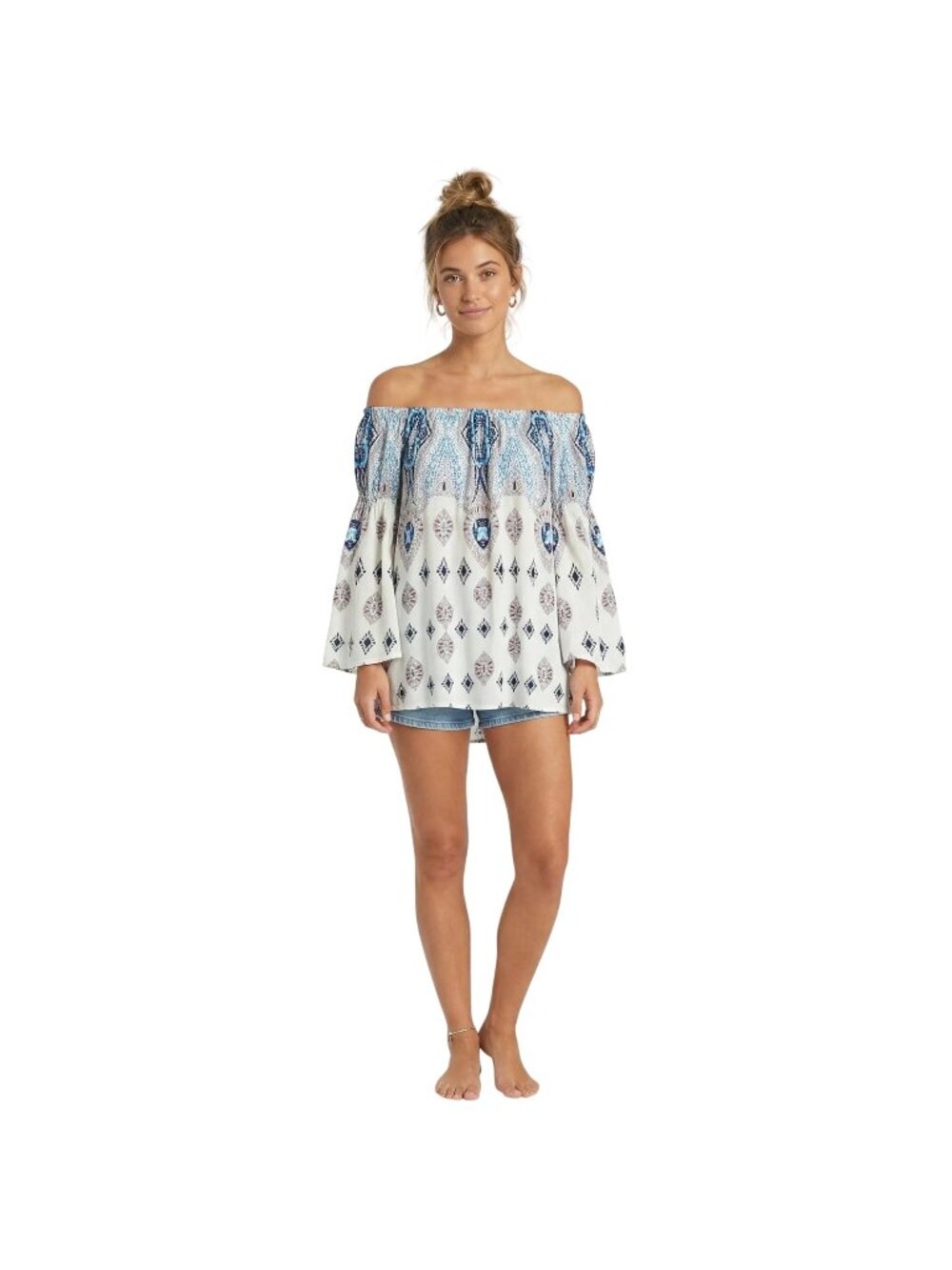 UMGEE Women's Floral Bell Sleeves Off-Shoulder Tunic Mini Dress Size Small‎ - Picture 14 of 14